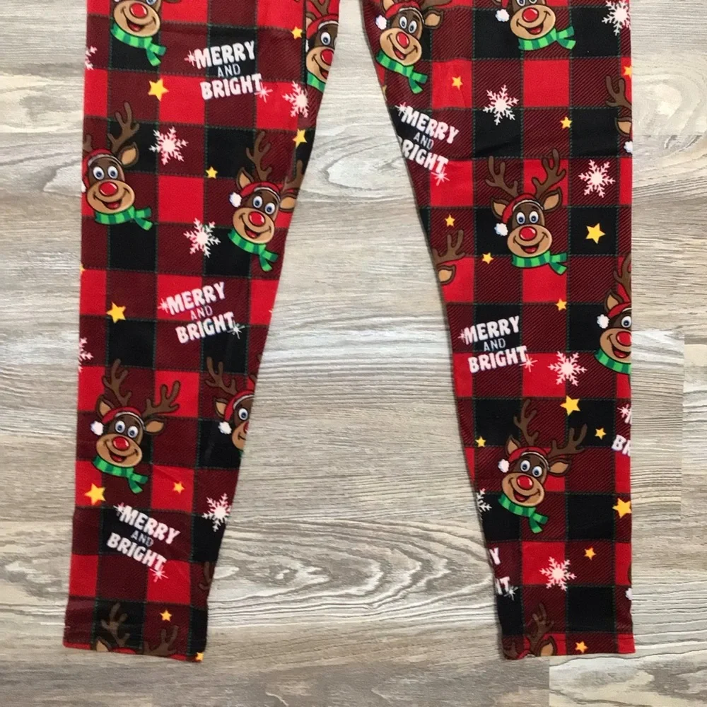 No Boundaries High Waist Legging Velour Christmas Rudolph Plaid XXXL 21 NWT